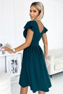 425-1 MATILDE Sukienka z dekoltem i krótkim rękawkiem - ZIELEŃ BUTELKOWA - XL