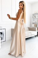 Chiara elegancka maxi satynowa suknia na ramiączkach złota