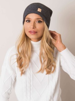 Czapka damska z pomponem ciemnoszary Beanie