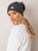 Czapka damska z pomponem ciemnoszary Beanie