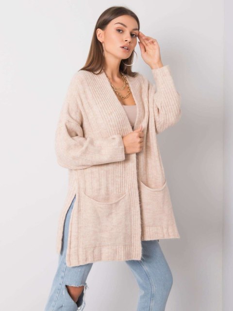 Sweter 259-SW-15055.71 beżowy L