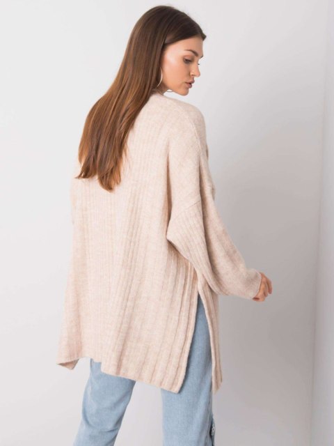 Sweter 259-SW-15055.71 beżowy L