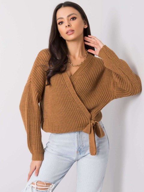 Sweter D93039F90760B jasny brązowy M/L