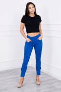 Spodnie kolorowy jeans z kokardką chabrowa