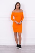 Sukienka dopasowana w prążek pomarańczowa