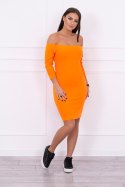 Sukienka dopasowana w prążek pomarańczowy neon