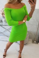 Sukienka dopasowana w prążek zielony neon