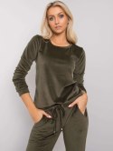 Komplet dresowy damski welurowy khaki basic