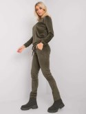 Komplet dresowy damski welurowy khaki basic