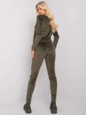 Komplet dresowy damski welurowy khaki basic