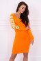 Sukienka Ragged pomarańczowy neon, z napisem i odkrytymi plecami