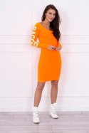 Sukienka Ragged pomarańczowy neon, z napisem i odkrytymi pleca