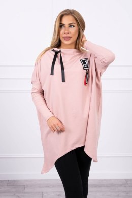 Bluza oversize z asymetrycznymi bokami ciemny pudrowy róż