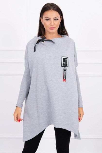 Bluza oversize z asymetrycznymi bokami szara UNI