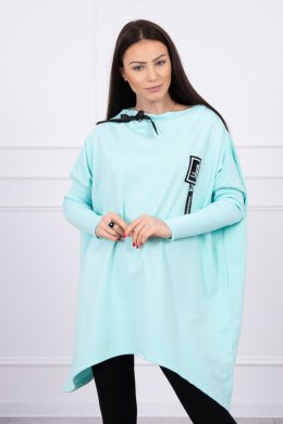 Bluza oversize z asymetrycznymi bokami miętowa