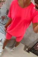 Komplet top+legginsy różowy neon