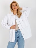 Koszula biała jeans oversize z kieszeniami na guzikiKoszula biała jeans oversize z kieszeniami na guziki