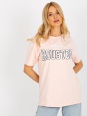 T-shirt bluzka damska brzoskwiniowa lużna  z napisem