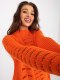 Sweter luźny, ażurowy pomarańczowy z wełną one size