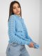 Sweter luźny, ażurowy jasnoniebieski z wełną one size