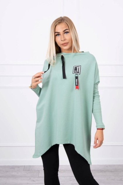 Bluza oversize z asymetrycznymi bokami ciemny miętowy UNI