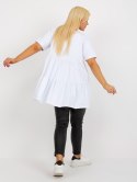 Bluzka biała długa z falbaną plus size bawełniana