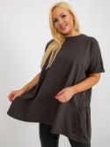 Bluzka khaki długa z falbaną plus size bawełniana