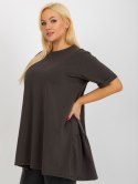 Bluzka khaki długa z falbaną plus size bawełniana