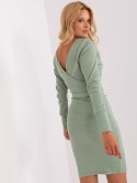 Pistacjowa bodycon sukienka basic z paskiem Dolce RUE PARIS