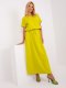 Limonkowa maxi sukienka basic z kieszeniami oversize UNI