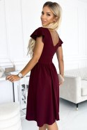 425-4 MATILDE Sukienka z dekoltem i krótkim rękawkiem - BORDOWA - XL