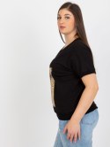 Bluzka damska plus size czarna z nadrukiem