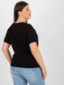 Bluzka damska plus size czarna z nadrukiem