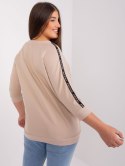 Bluza damska beżowa z troczkami plus size rękaw 3/4