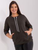 Bluza damska khaki z troczkami plus size rękaw 3/4