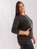 Bluza damska khaki z troczkami plus size rękaw 3/4Bluza damska khaki z troczkami plus size rękaw 3/4