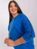 Bluza damska niebieska z troczkami plus size rękaw 3/4