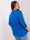 Bluza damska niebieska z troczkami plus size rękaw 3/4