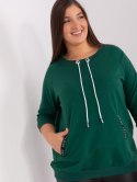 Bluza damska ciemno zielona z troczkami plus size rękaw 3/4