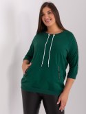 Bluza damska ciemno zielona z troczkami plus size rękaw 3/4