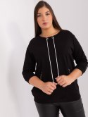 Bluza damska czarna z troczkami plus size rękaw 3/4