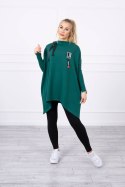 Bluza oversize z asymetrycznymi bokami ciemno zielona