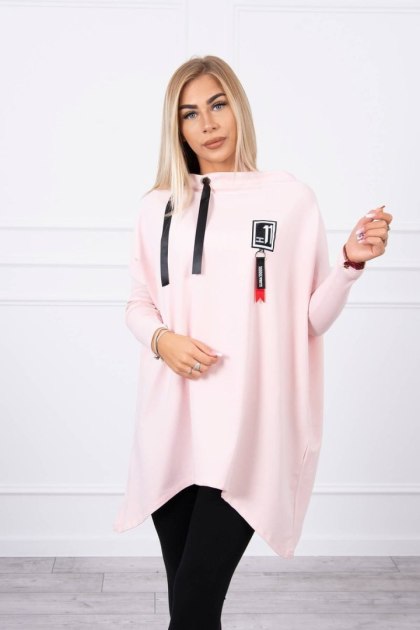 Bluza oversize z asymetrycznymi bokami pudrowy róż UNI