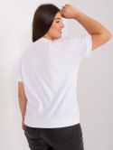 Bluzka t-shirt biała z nadrukiem pióro plus size