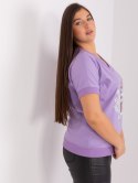 Bluzka t-shirt jasno fioletowy z nadrukiem pióro plus size