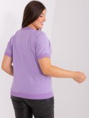 Bluzka t-shirt jasno fioletowy z nadrukiem pióro plus size