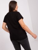 Czarna luźna bluzka z nadrukiem plus size z rozporkiem