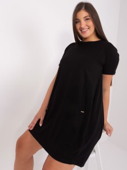 Sukienka tunika basic z kieszeniami plus size czarna