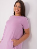 Sukienka tunika basic z kieszeniami plus size jasno fioletowa