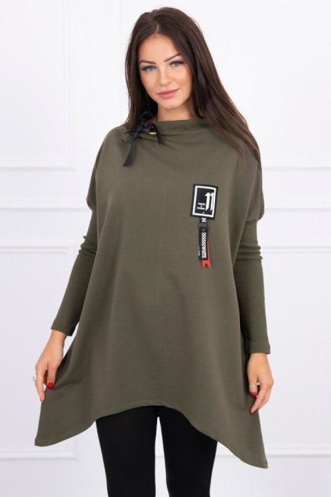 Bluza oversize z asymetrycznymi bokami khaki